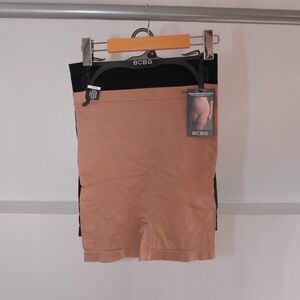 BCBG Two-Pack Nude/Black High-Waist Shaping Shorts